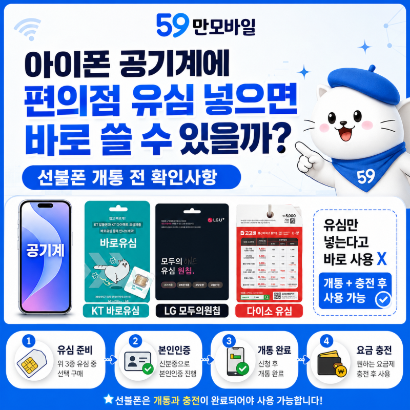 아이폰 공기계에 편의점 유심 넣으면 바로 쓸 수 있을까? 선불폰 개통 전 확인사항