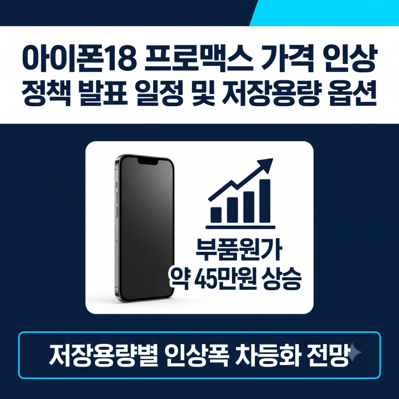 아이폰18 프로맥스 가격 인상 정책 발표 일정 및 저장용량 옵션