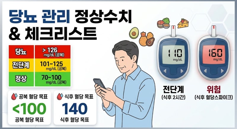 당뇨 정상수치 총정리: 공복혈당부터 식후 혈당스파이크까지
