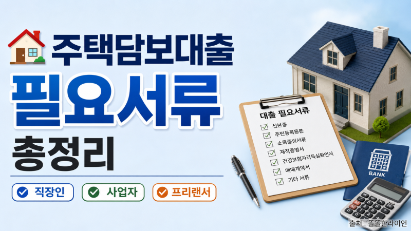 주택담보대출 필요서류 총정리｜직장인·사업자·프리랜서 준비서류와 발급방법까지