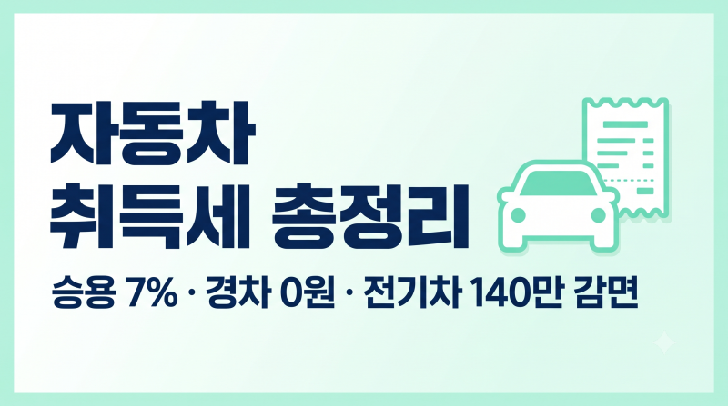 2026 자동차 취득세 총정리 | 3,000만원차 210만원, 위택스로 내 세금 직접 확인 (경차 0원·전기....
