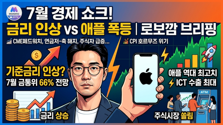 [경제 단신] <b>7월</b> 금통위·미... (애플 최고치, ICT <b>수출 역대 최대</b>)