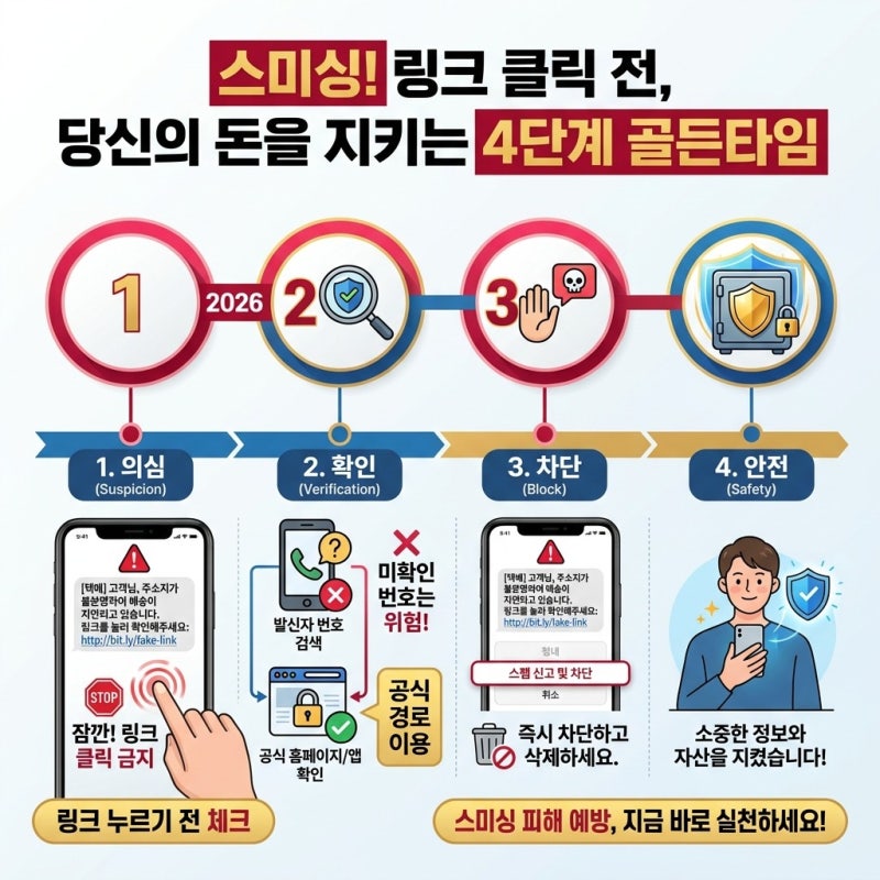 스미싱 문자 차단 택배 카드사 사칭 링크를 누르기 전 확인할 것, 50대가 직접 겪고 정리한 예....