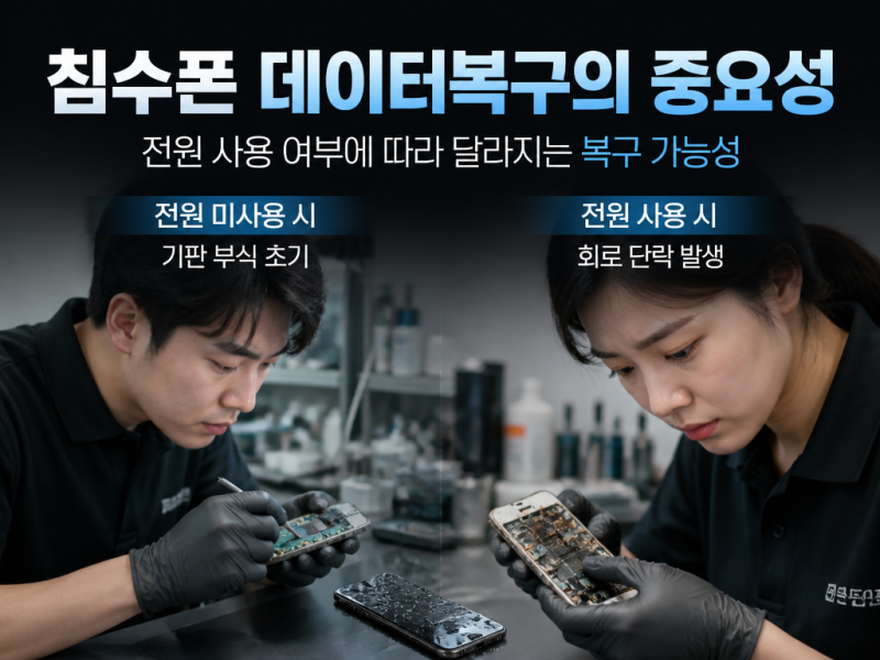 침수폰 데이터복구, 전원 켜본 순간부터 달라지는 복구 성공 조건