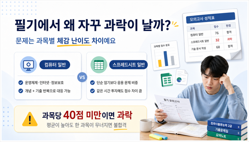 컴퓨터활용능력 2급인강, 실기보다 필기가 더 어렵다는 게 사실이에요