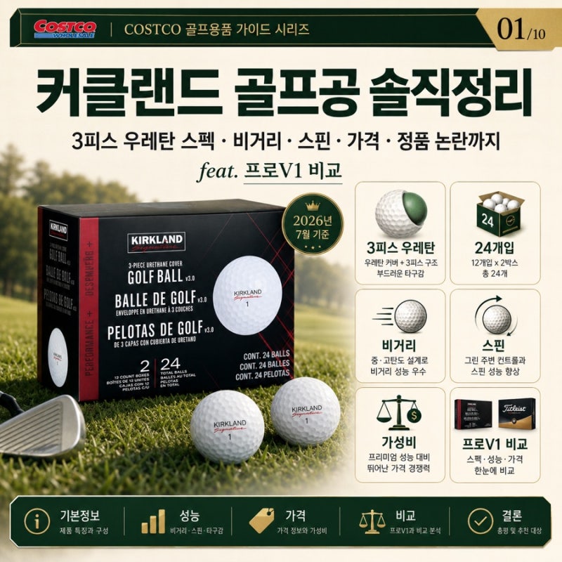 커클랜드 골프공 솔직정리 | 3피스 우레탄 스펙·비거리·스핀·가격·정품 논란까지 (프로v1 ....