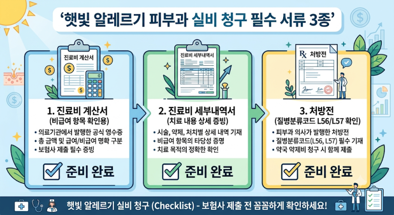 모르면 평생 손해 보는 햇빛 알레르기 피부과 실비 보험 청구 및 환급 실전 가이드