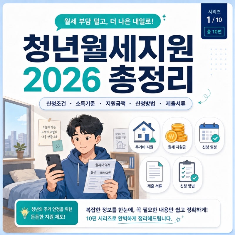 청년월세지원 총정리 2026 | 신청조건·소득기준·지원금액·신청방법·제출서류 한눈에