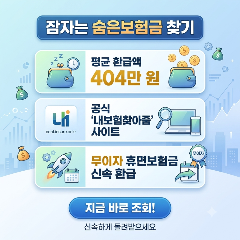⭐평균 404만 원 환급? 잠자고 있는 '숨은보험금' 내보험찾아줌 1분 조회 방법 및 FAQ