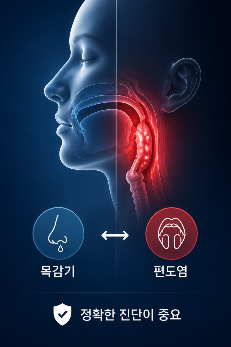 [편도염 증상]목감기와 어떻게 다를까? 침 삼킬 때 목이 아프다면?