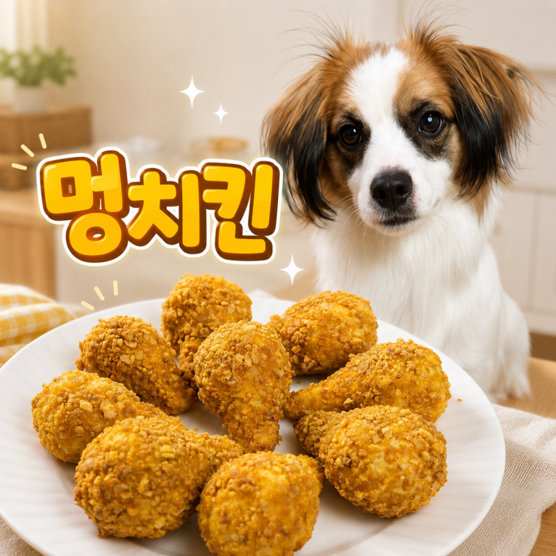 [강아지 수제간식 만들기] 닭가슴살+단호박가루로 만드는 초간단 노오븐 멍치킨 레시피