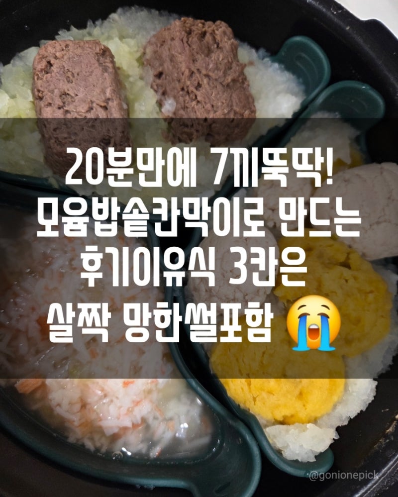 후기 [ 밥솥이유식 레시피 3탄 ] : 슬픈 7끼 200g 무른밥 모윰 밥솥 이유식 칸막이로 한 번에 만....
