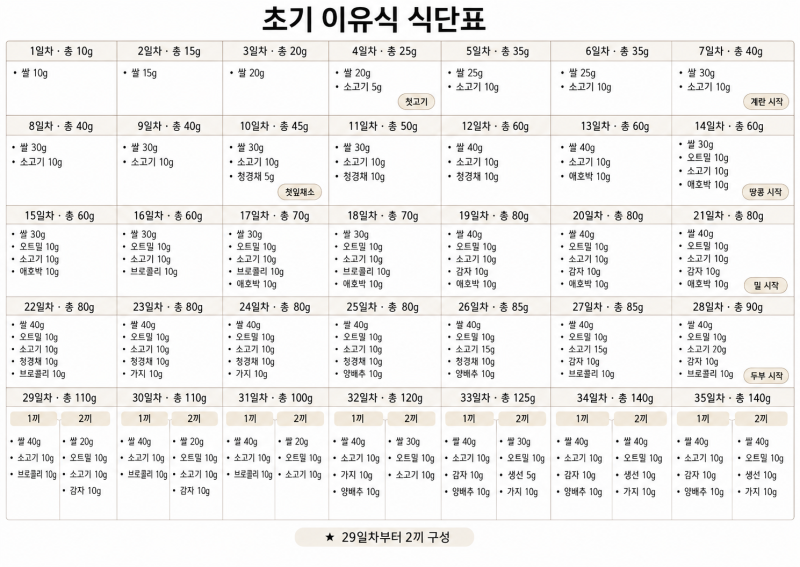 초기 이유식 식단표 후기, 계란과 땅콩을 늦추면 안 되는 이유