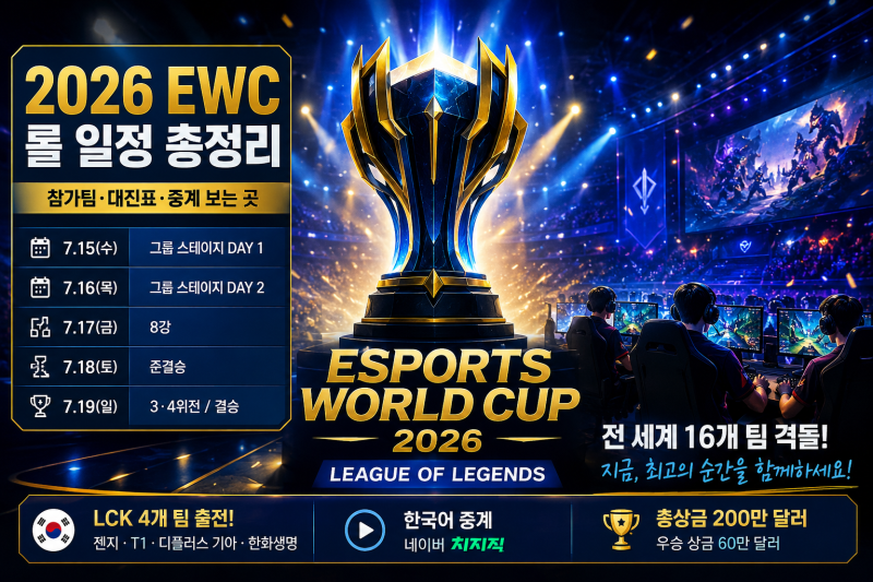 2026 EWC 롤 일정 및 중계 보는 곳, 참가팀·대진표 총정리