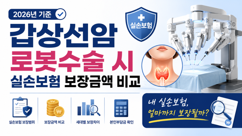 갑상선암 로봇수술시 실손보험 보장금액 비교
