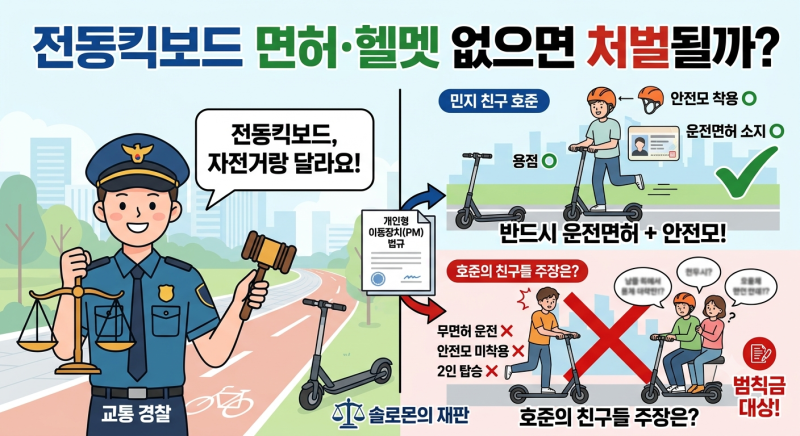 [법률정보] 전동킥보드 타기 전 꼭 알아야 할 법! 면허·헬멧 없으면 처벌될까요?