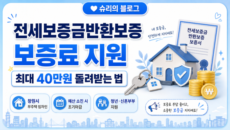 창원시 전세보증금반환보증 보증료 지원, 최대 40만원 돌려받는 법