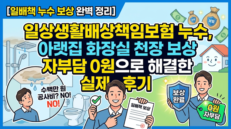 일상생활배상책임보험 누수, 아랫집 화장실 천장 보상 자부담 0원으로 해결한 실제 후기
