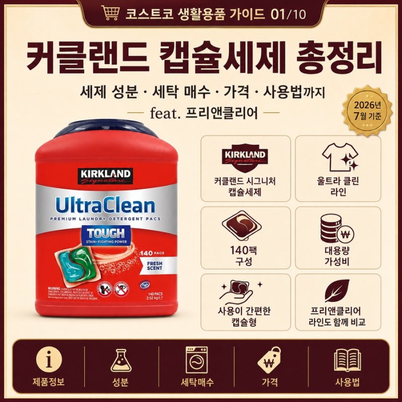 커클랜드 캡슐세제 총정리 - 커클랜드 세제 성분·세탁 매수·가격·사용법까지 (feat. 프리앤....