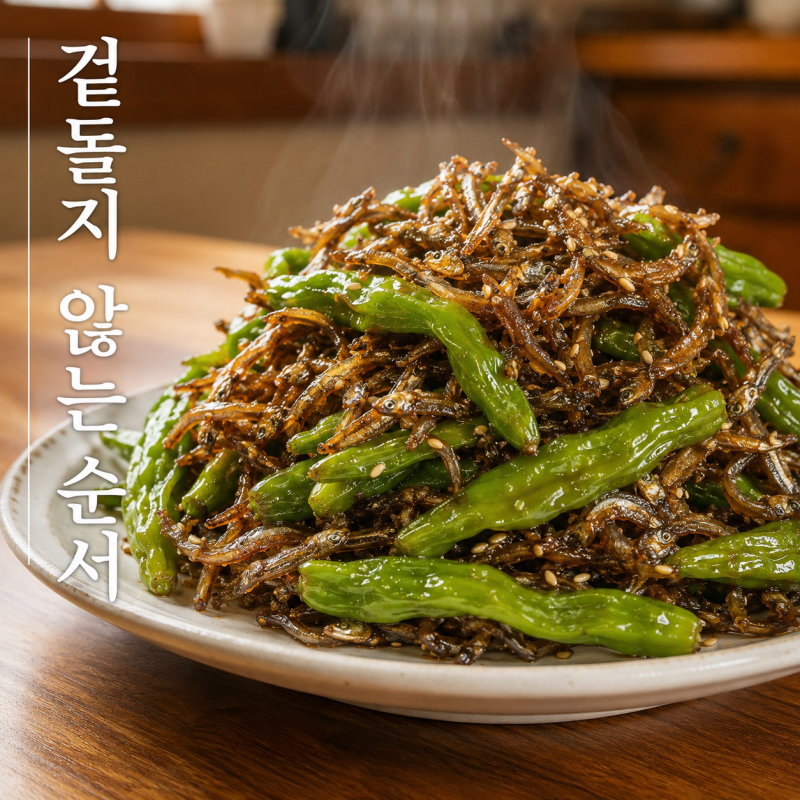 꽈리고추 멸치볶음양념 겉도는 이유, 볶는 순서가 먼저였어요