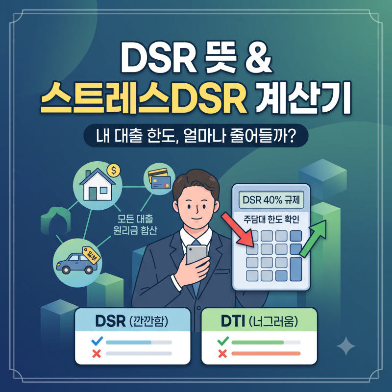 스트레스DSR 계산기 주담대 한도 알아보기! DSR 뜻과 DTI 차이점