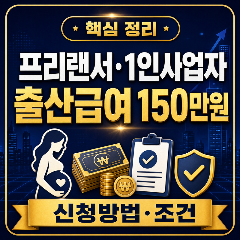 프리랜서 1인사업자 출산급여 신청방법 150만원 받는 조건