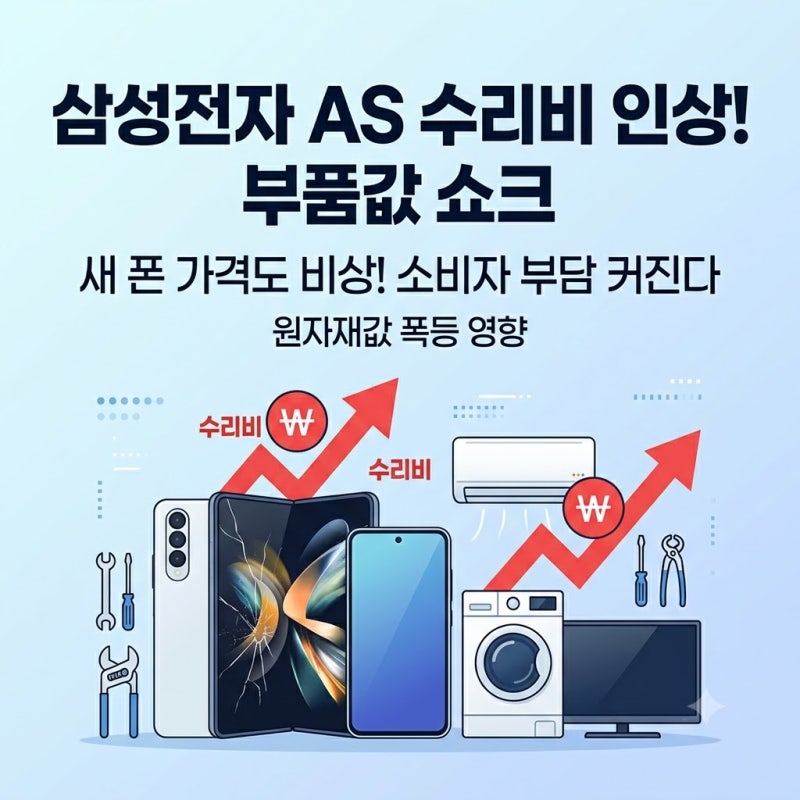 삼성 가전 및 스마트폰 AS 수리비 부품값 인상 칩플레이션