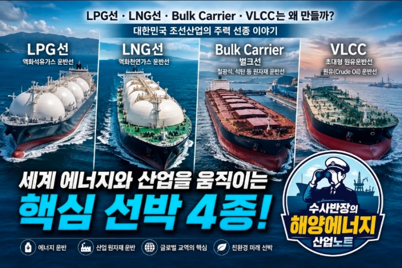 LPG선, LNG선, Bulk Carrier, VLCC는 왜 만들까? - 대한민국 조선산업의 주력 선종 이야기