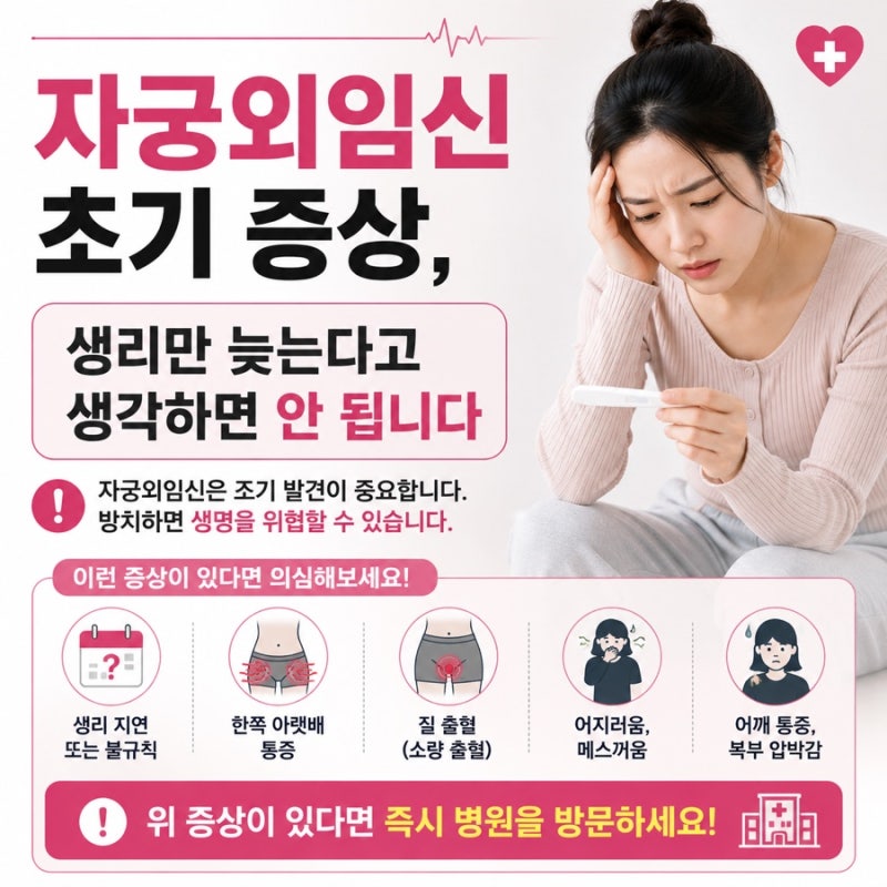 자궁외임신 초기증상 생리만 늦는다고 안심하면 안됩니다