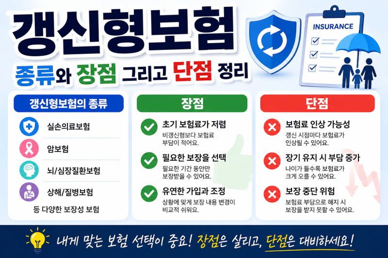 갱신형보험의 종류와 장점 그리고 단점 정리