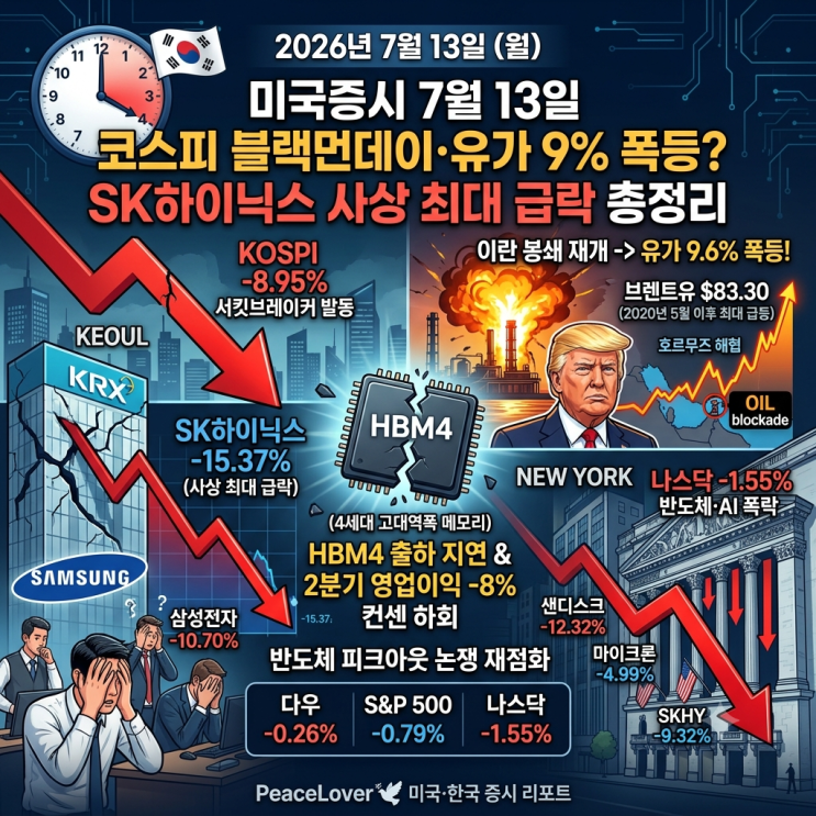 <b>코스피</b> 블랙먼데이·유가 9% <b>폭등</b>? SK하이닉스 <b>사상 최대</b>... 