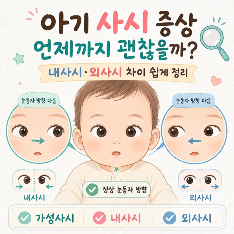 아기 사시 증상 언제까지 괜찮을까? 내사시 외사시 차이 쉽게 정리