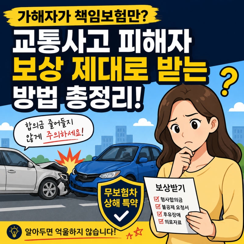 가해자가 책임보험만 가입했다면? 교통사고 피해자가 꼭 알아야 할 보상 대처법