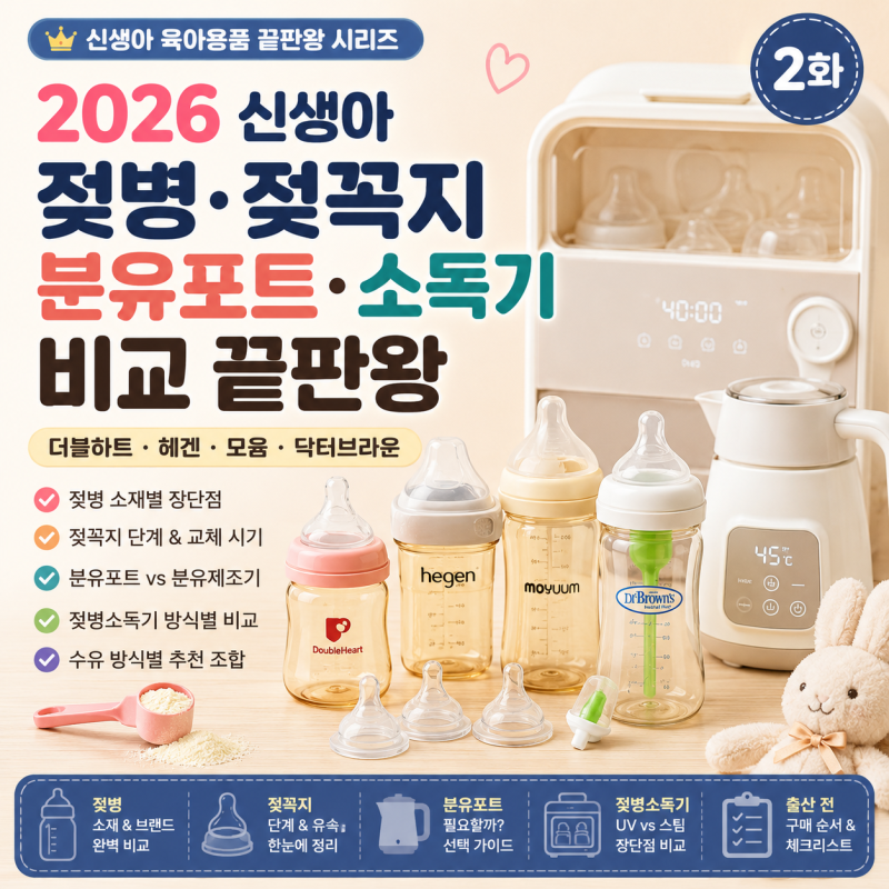 2026 신생아 젖병·젖꼭지·분유포트·소독기 비교 끝판왕｜더블하트·헤겐·모윰·닥터브라운 ....