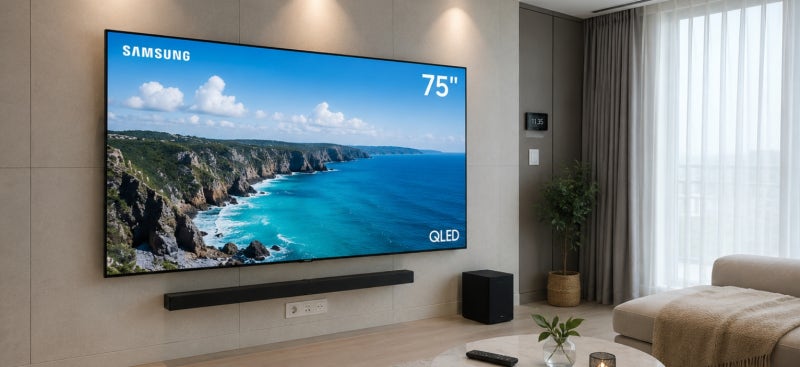 삼성 티비 스탠드 벽걸이 85인치 75인치 사이즈 비교 qled 추천