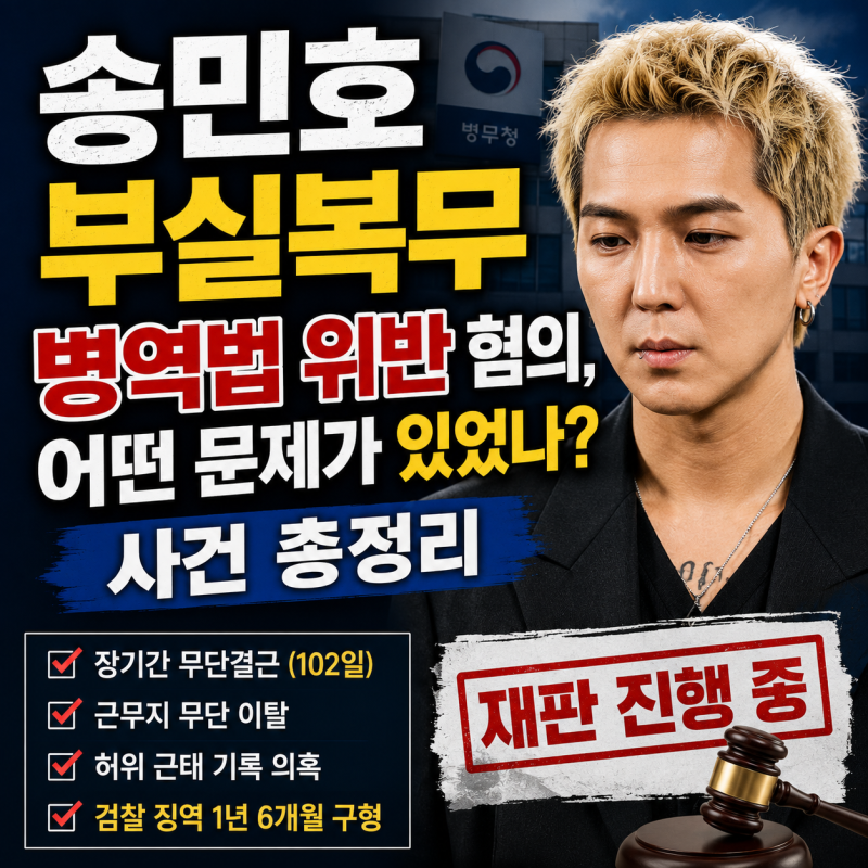 송민호 부실복무 병역법 위반 혐의, 어떤 문제가 있었나? 사건 총정리