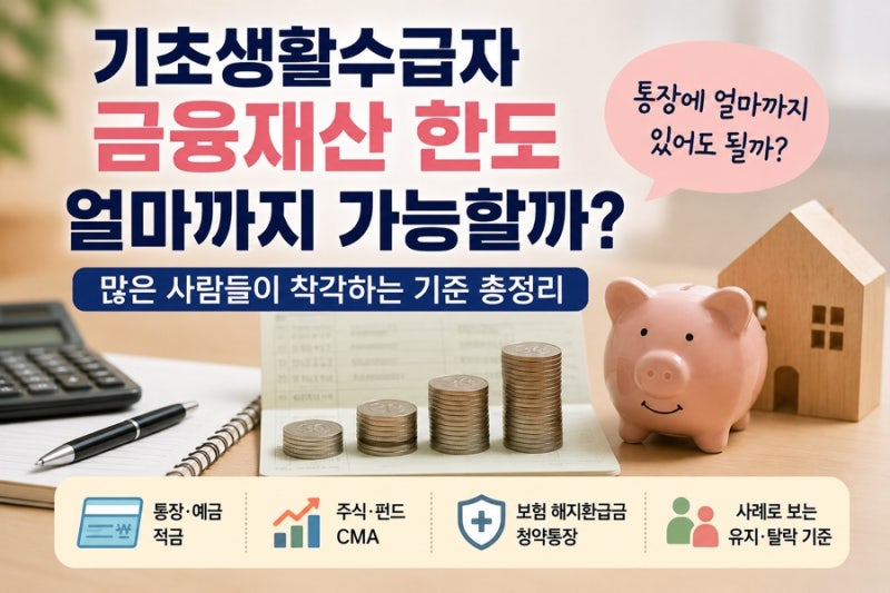 기초생활수급자 금융재산 한도 얼마까지 가능할까? 많은 사람들이 착각하는 기준 총정리
