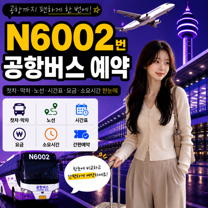 청량리역 심야 공항버스 시간표｜N6002 인천공항 심야리무진 노선도·예매·소요시간