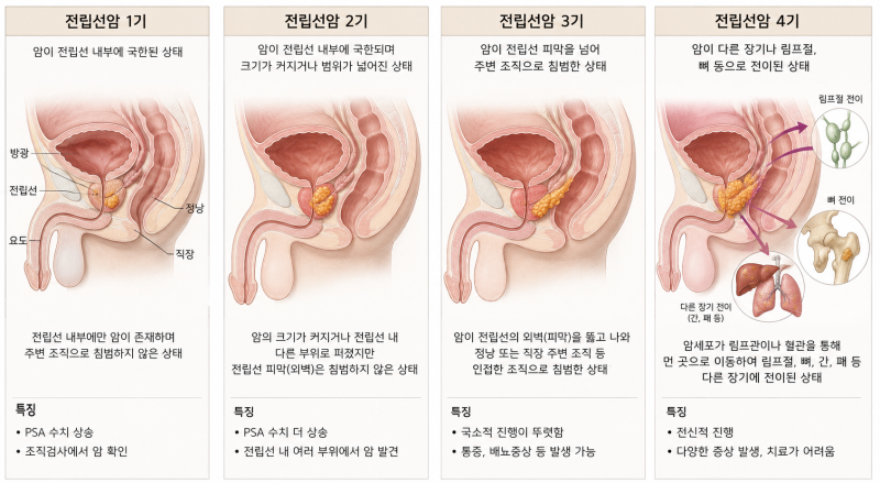 전립선 암 1기,2기,3기,4기 생존률