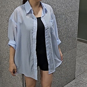 오버사이즈 시스루 여자 여름 셔츠 자켓 추천 시어 남방 데일리 코디로 좋은 이지바이