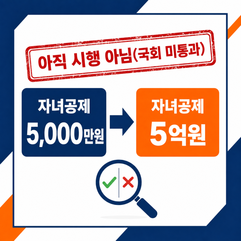 상속세 자녀공제 5억, 지금 시행되는 게 맞을까? 아직 아닙니다