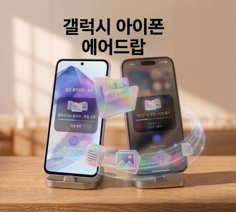 갤럭시 아이폰 파일 공유::갤럭시 드디어 에어드랍 되다! 업데이트 및 설정 방법