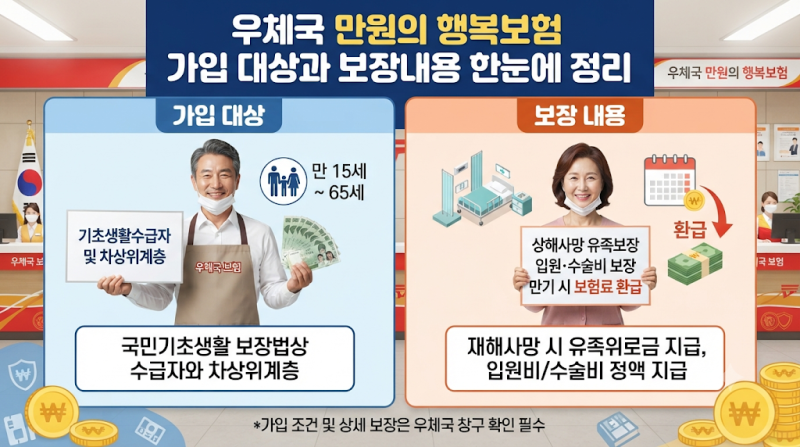 우체국 만원의 행복보험 가입 대상과 보장내용 한눈에 정리