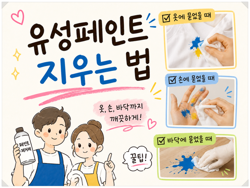 유성페인트 지우는 법 옷부터 피부 바닥까지 완벽 제거 팁