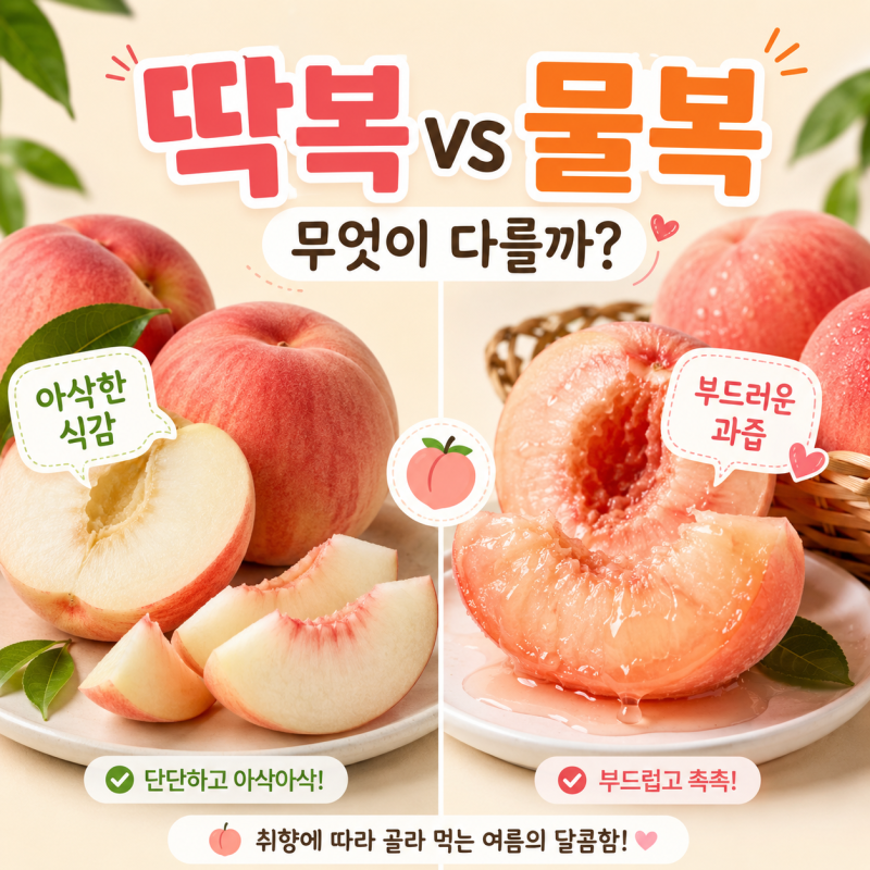 딱딱한 복숭아와 말랑한 복숭아 차이, 딱복과 물복 무엇이 다를까?