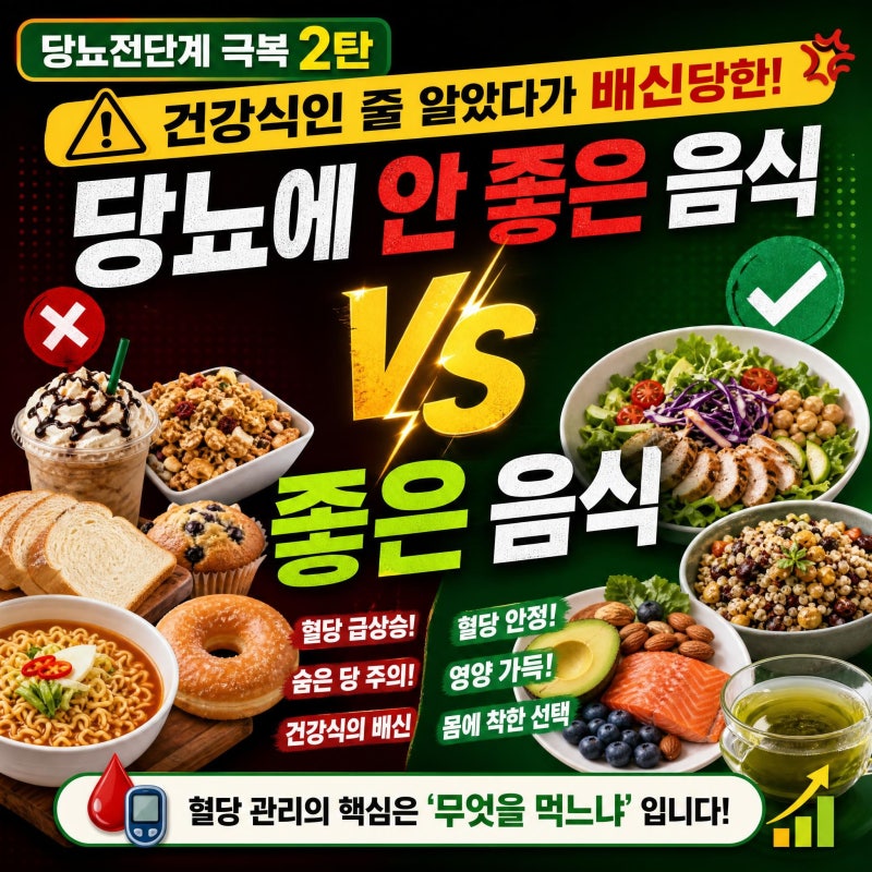 당뇨 전단계 극복 2탄 건강식인 줄 알았다가 배신당한 당뇨에 안 좋은 음식 vs 좋은 음식