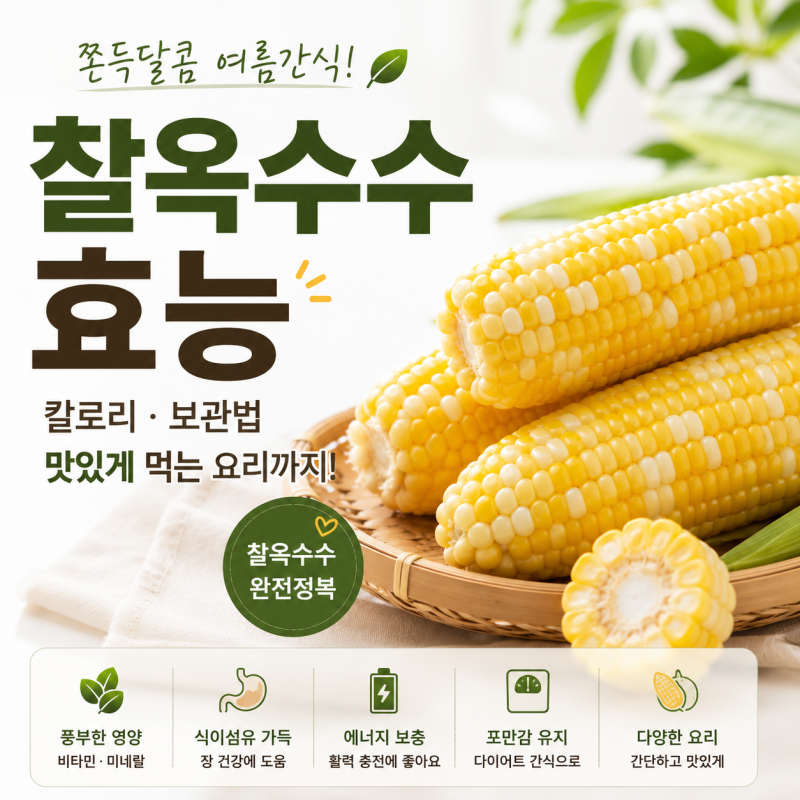 찰옥수수 효능 | 쫀득한 식감이 매력! 칼로리부터 보관법, 맛있게 먹는 요리까지