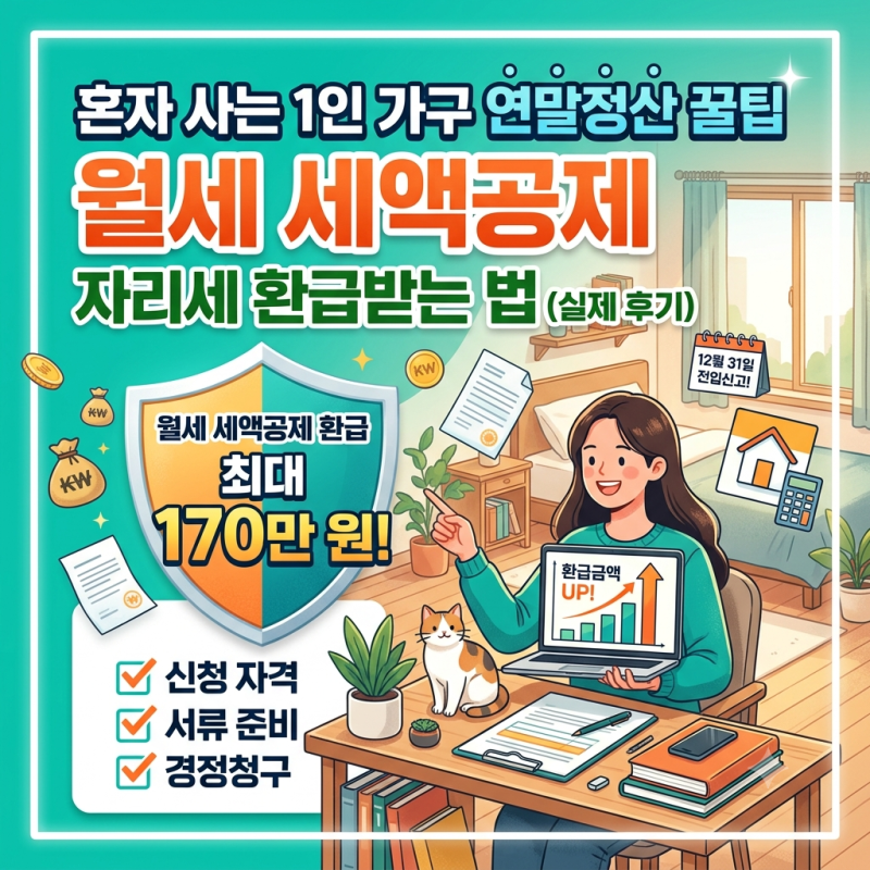혼자 사는 1인 가구 연말정산 꿀팁: 월세 세액공제 자리세 환급받는 법 (실제 후기)
