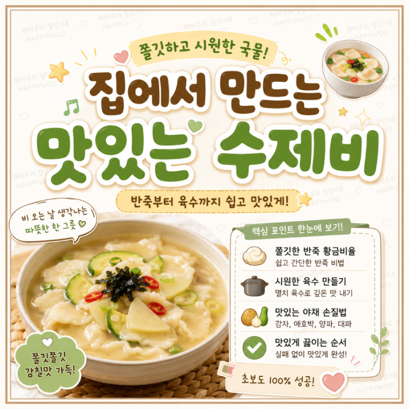 수제비 만드는 방법. 반죽 황금레시피! 쫄깃한 반죽부터 시원한 육수까지