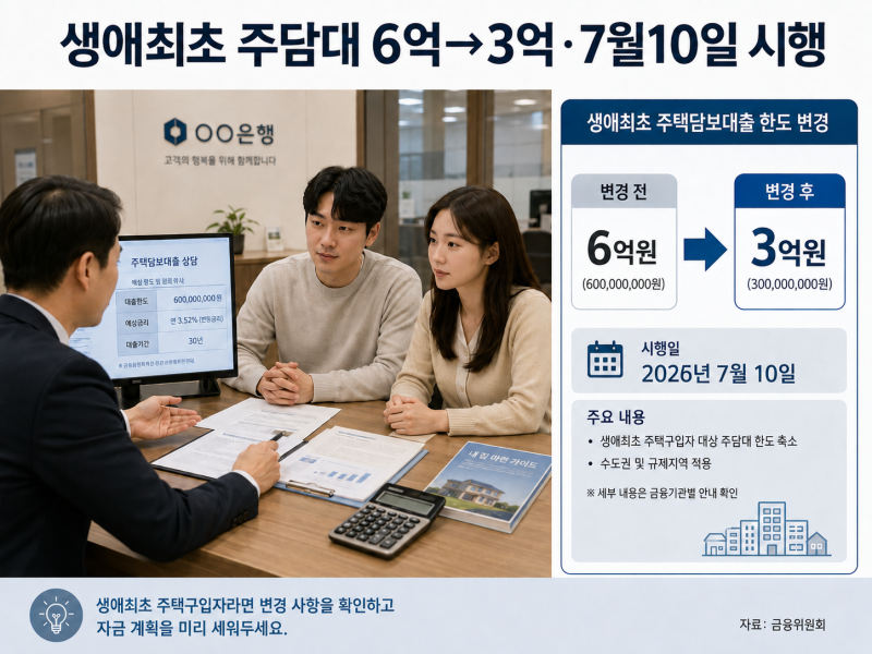 KB국민은행 “생애최초 주담대 6억→3억” 전국 시행…은행 ‘총량관리’